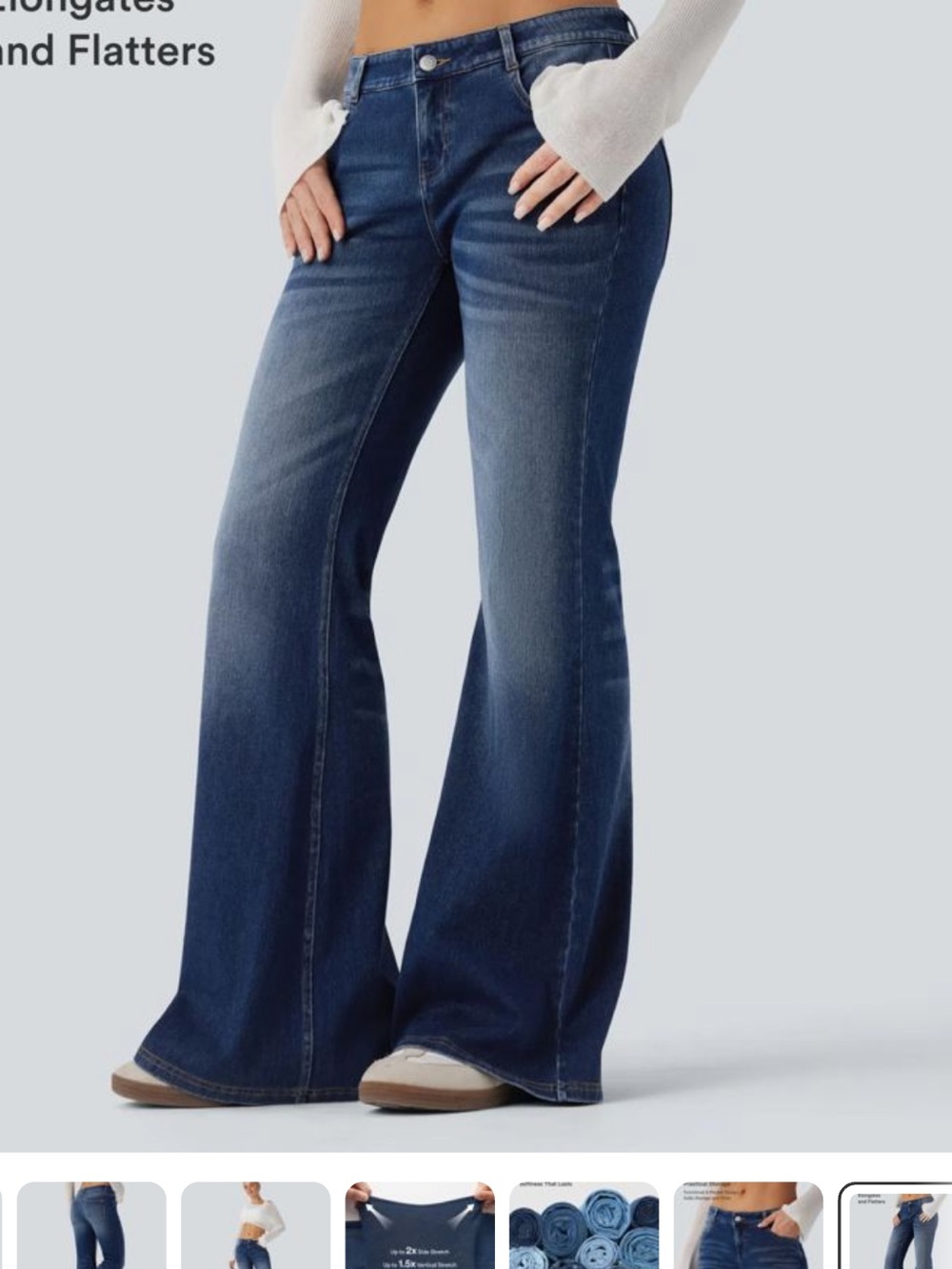 HALARA Flex Low-Rise Flare Leg Jeans in Deep Denim Blue